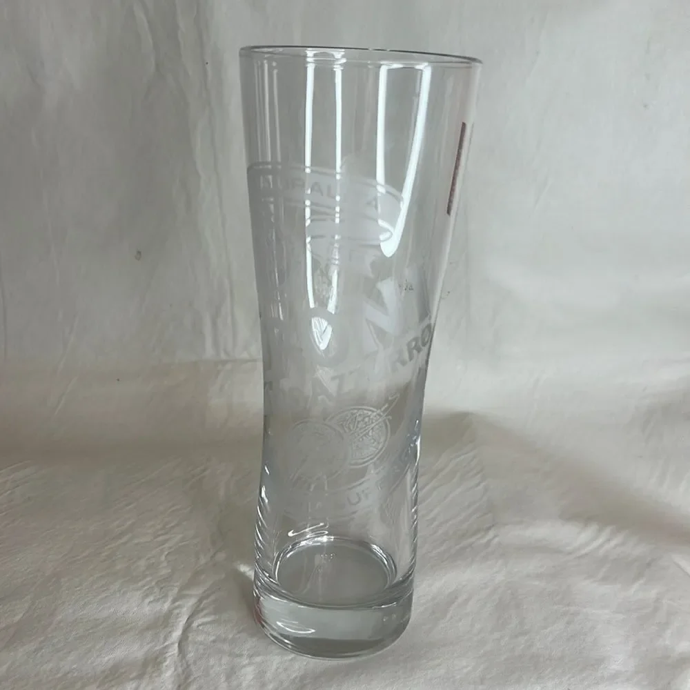 Peroni Beer Drinking Glass Clear Etched 8 1/4 Inches Tall 3 Inches Diame…